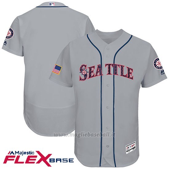 Maglia Baseball Uomo Seattle Mariners 2017 Estrellas y Rayas Grigio Flex Base